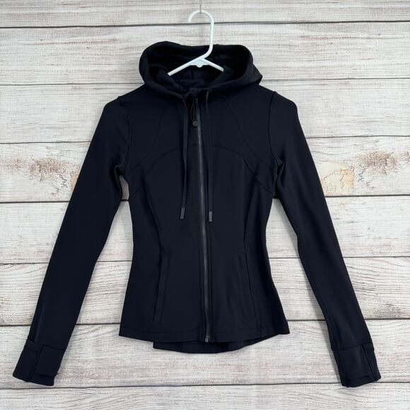 Lululemon Hooded Define Jacket Womens Size 2 Black Full Zip Vented - Picture 1 of 11